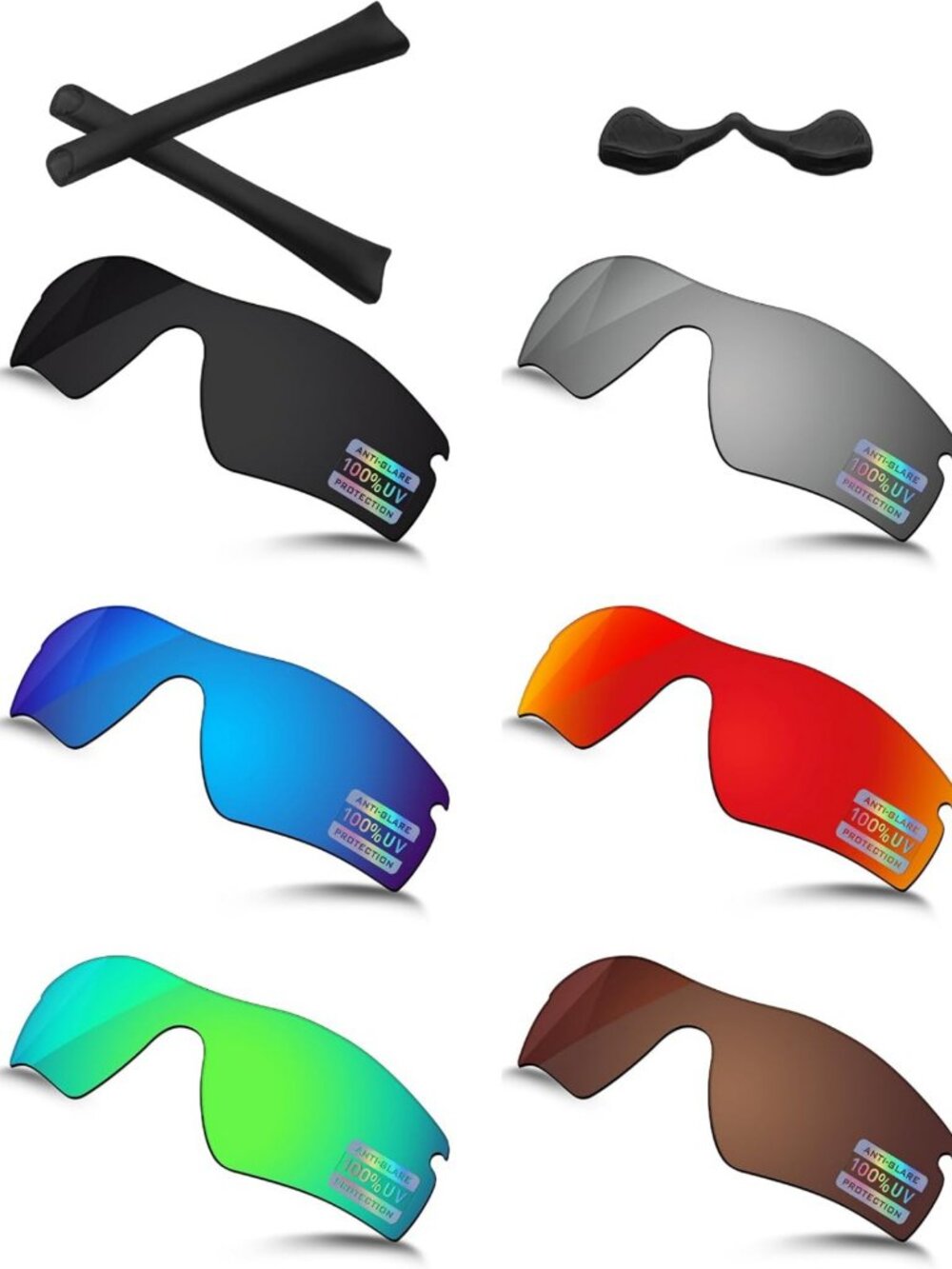 6-Piece POLARIZED Replacement Lenses & Rubber Kits for Radar Path Sunglasses